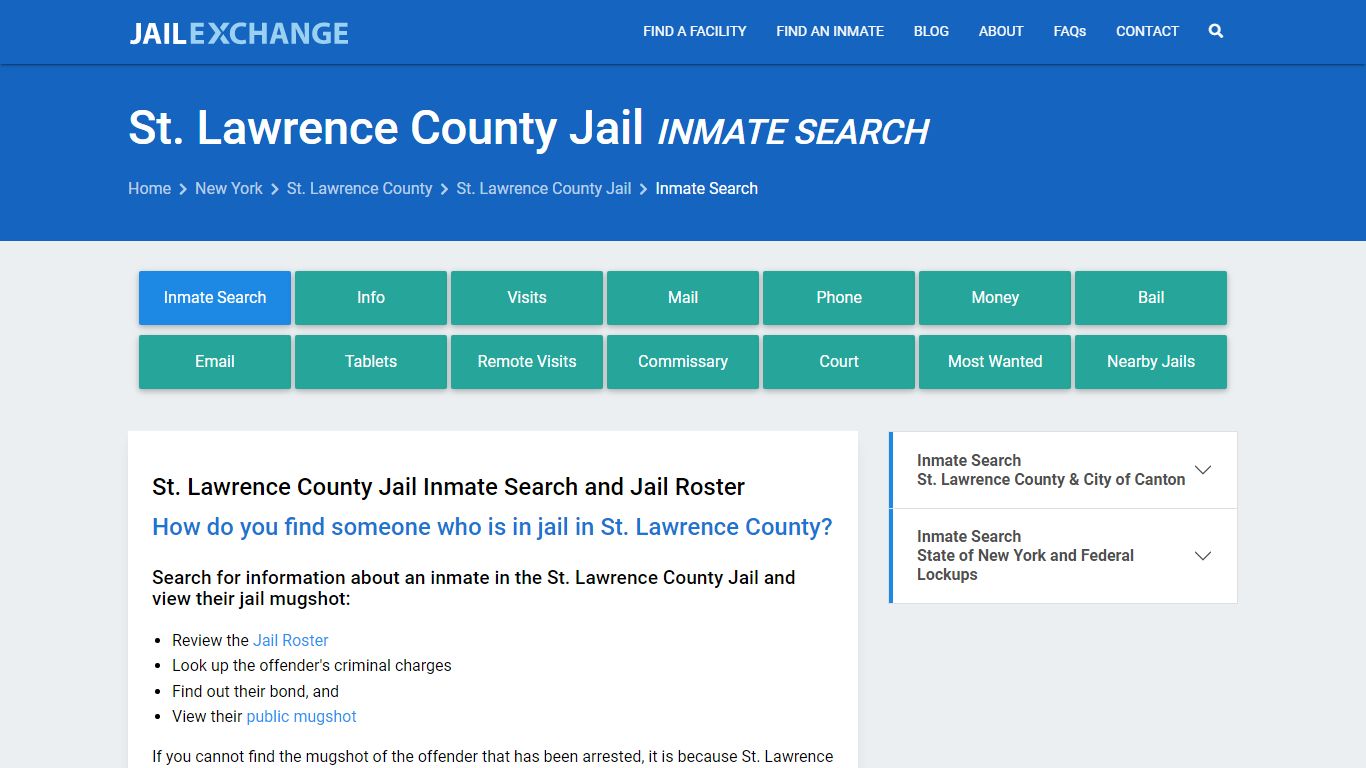 St. Lawrence County Jail Inmate Search - Jail Exchange